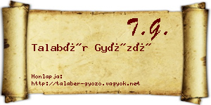 Talabér Győző névjegykártya